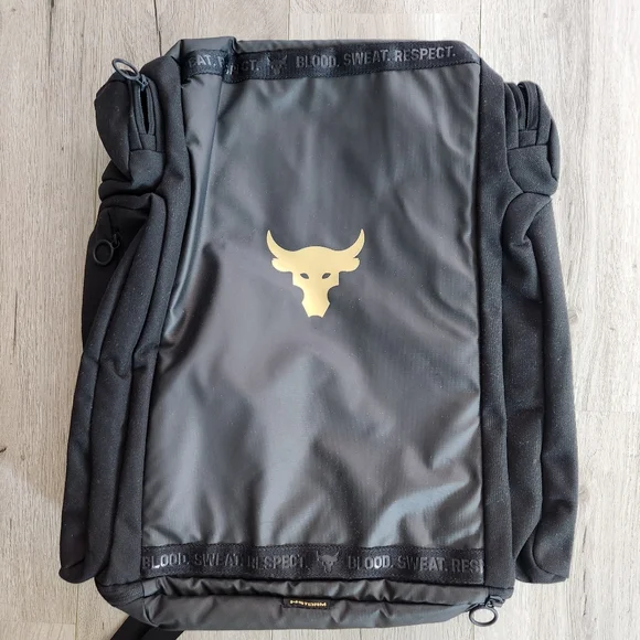 Under Armour UA Project Rock Backpack Black Gold 1376459 002 - Picture 1 of 11